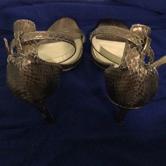 Zara, gold snakeskin, strappy sandals. - Picture 12 of 14